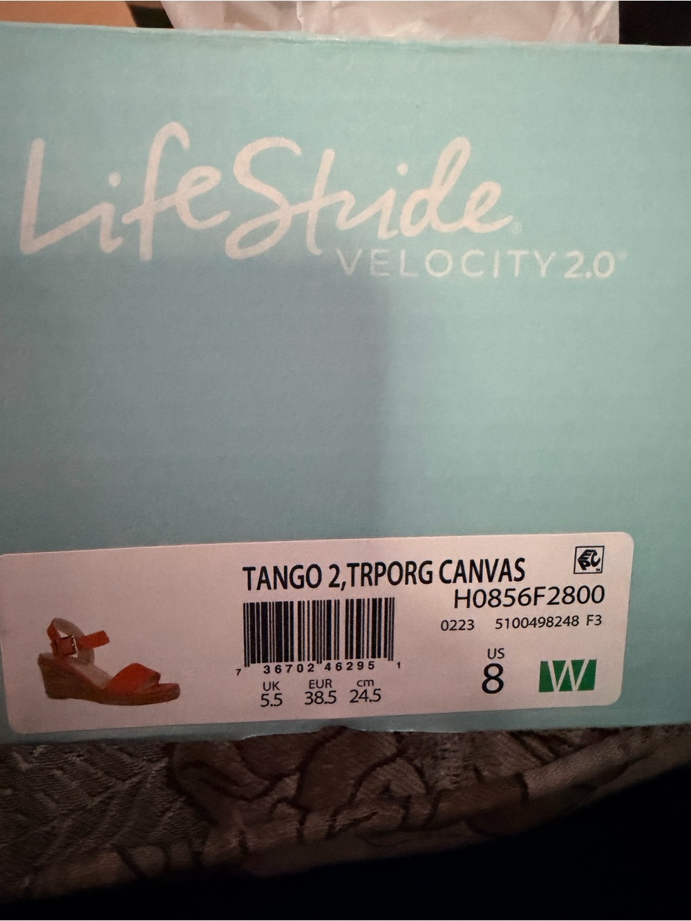NWT Life Stride Orange Espadrille Wedge Sandal with Ankle Strap Size 8W - Picture 5 of 5